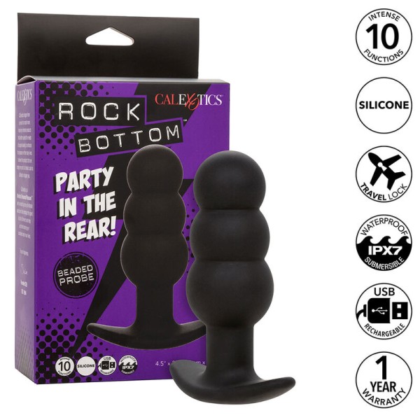 CALEXOTICS - ROCK BOTTOM BEADED ANAL PLUG 10 VIBRAÇÕES SILICONE PRETO