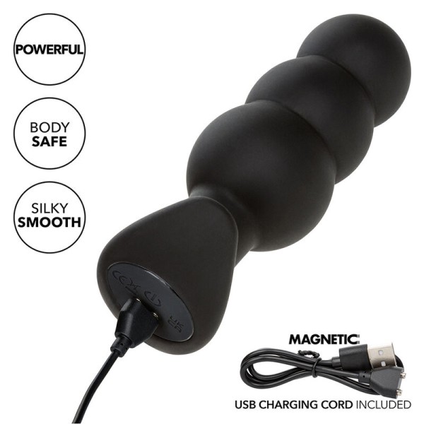 CALEXOTICS - ROCK BOTTOM BEADED ANAL PLUG 10 VIBRAÇÕES SILICONE PRETO