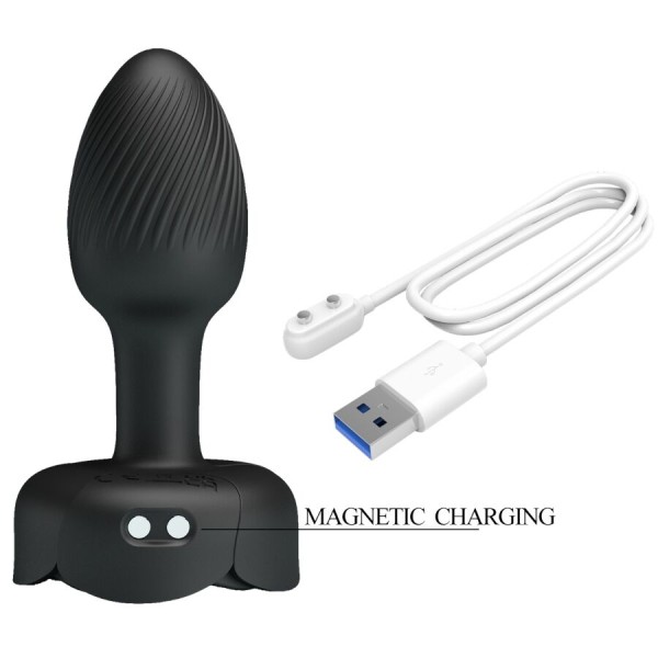 PRETTY LOVE - PLUG ANAL OLMAN AVEC LUMIÈRE LED NOIR 8,8 CM