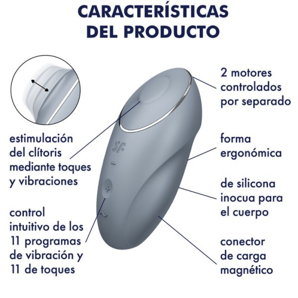 SATISFYER - TAP & CLIMAX 1 VIBRATEUR LAY-ON GRIS SATISFYER LAYONS