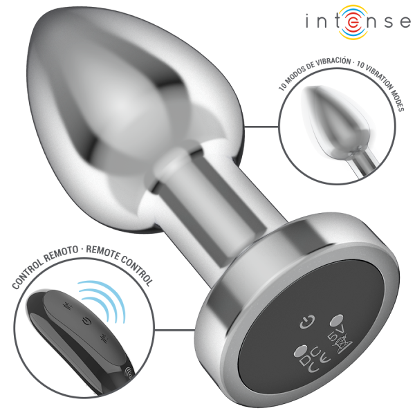 INTENSO - PLUG ANAL DE METAL DE 10 VIBRAÇÕES COM CONTROLE REMOTO M