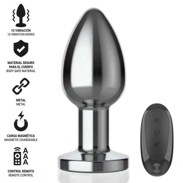 INTENSE - PLUG ANAL 10 VIBRATIONS MÉTAL AVEC TÉLÉCOMMANDE L
