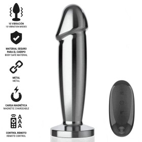 INTENSO - PLUG ANAL 10 VIBRAÇÕES DILDO DE METAL COM CONTROLE REMOTO