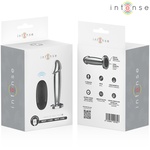 INTENSE - PLUG ANAL 10 VIBRATIONS GODE MÉTALLIQUE AVEC TÉLÉCOMMANDE M