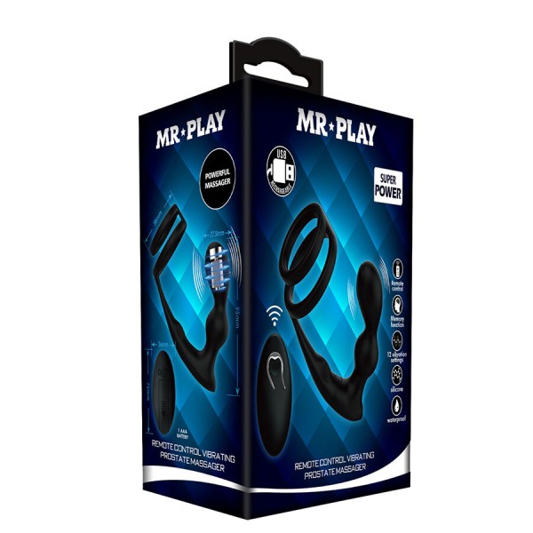 MR PLAY - PLUG ANAL VIBRANT AVEC ANNEAU PÉNIS ET TÉLÉCOMMANDE