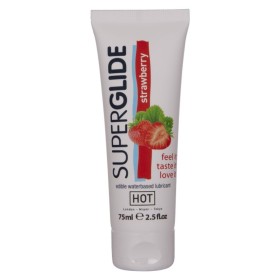 HOT - LUBRIFICANTE COMESTÍVEL SUPERGLIDE À BASE DE ÁGUA DE MORANGO 75 ML