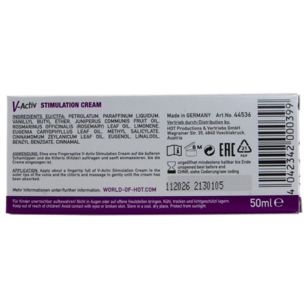 HOT - CRÈME STIMULANTE V-ACTIV POUR FEMMES 50 ML