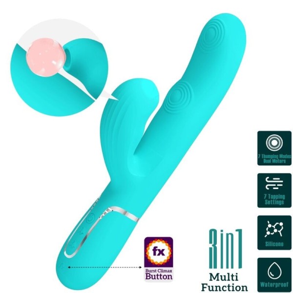 PRETTY LOVE - PERLITA VIBRATEUR MULTIFONCTION 3 EN 1 POINT G VERT AQUA PRETTY LOVE FLIRTATION
