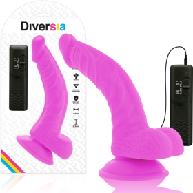DIVERSIA - DILDO VIBRADOR FLEXIBLE MORADO 21,5 CM -O- 4,5 CM DIVE