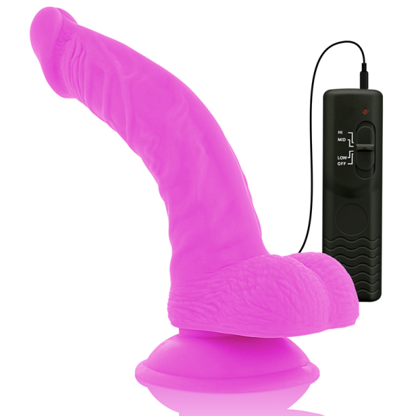 DIVERSIA - DILDO VIBRADOR FLEXIBLE MORADO 21,5 CM -O- 4,5 CM DIVE