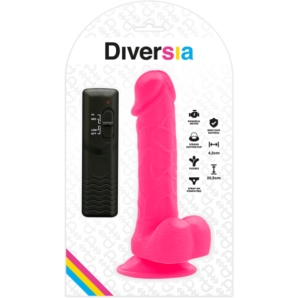 DIVERSIA - DILDO VIBRANT FLEXIBLE ROSE 20.5 CM -O- 4.2 CM DIVERSIA