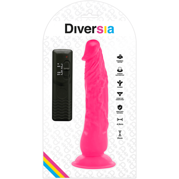DIVERSIA - DILDO VIBRANT FLEXIBLE ROSE 21 CM -O- 4.9 CM DIVERSIA