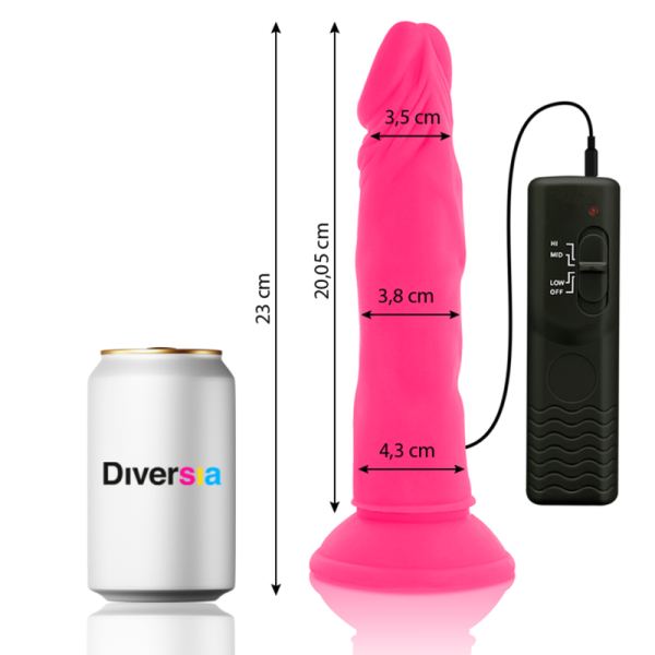 DIVERSIA - DILDO SOUPLE AVEC VIBRATION ROSE 23 CM -O- 4.3 CM DIVERSIA