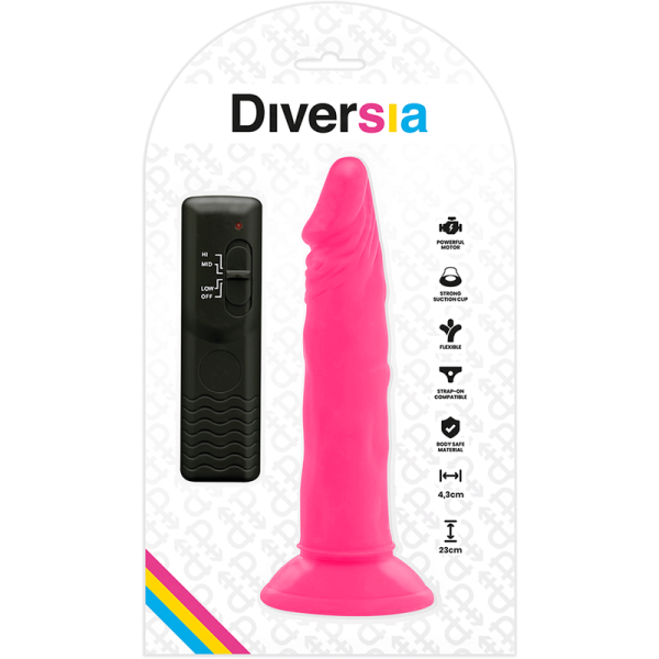 DIVERSIA - DILDO SOUPLE AVEC VIBRATION ROSE 23 CM -O- 4.3 CM DIVERSIA