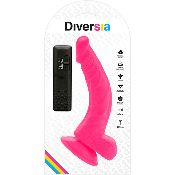 DIVERSIA - DILDO VIBRANT FLEXIBLE ROSE 21.5 CM -O- 4.5 CM DIVERSIA