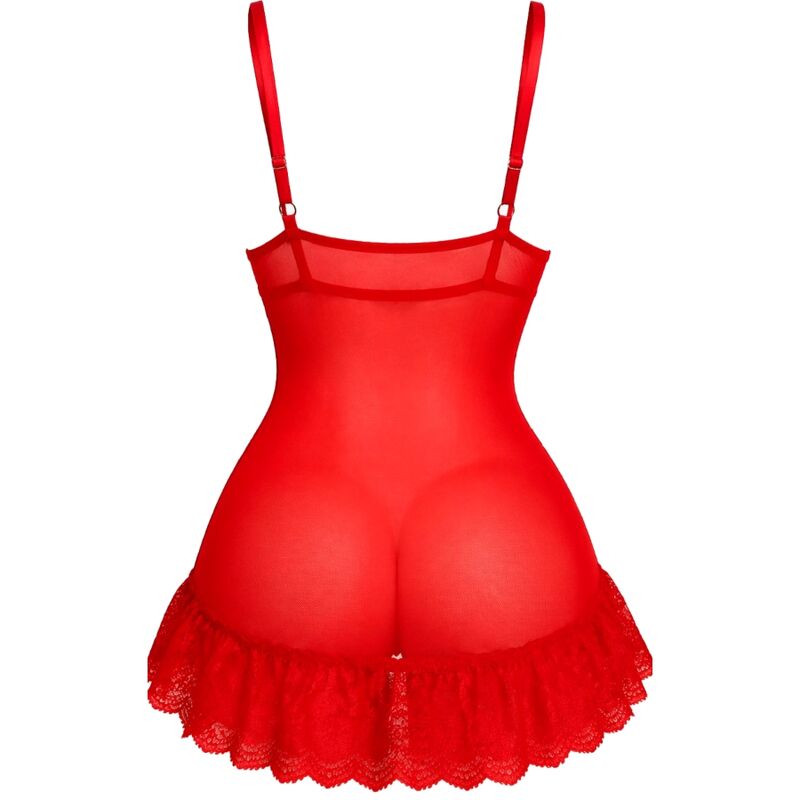 LIVCO CORSETTI FASHION - ENSEMBLE NUIT T-SHIRT + CULOTTE ROUGE 2028 S/M
