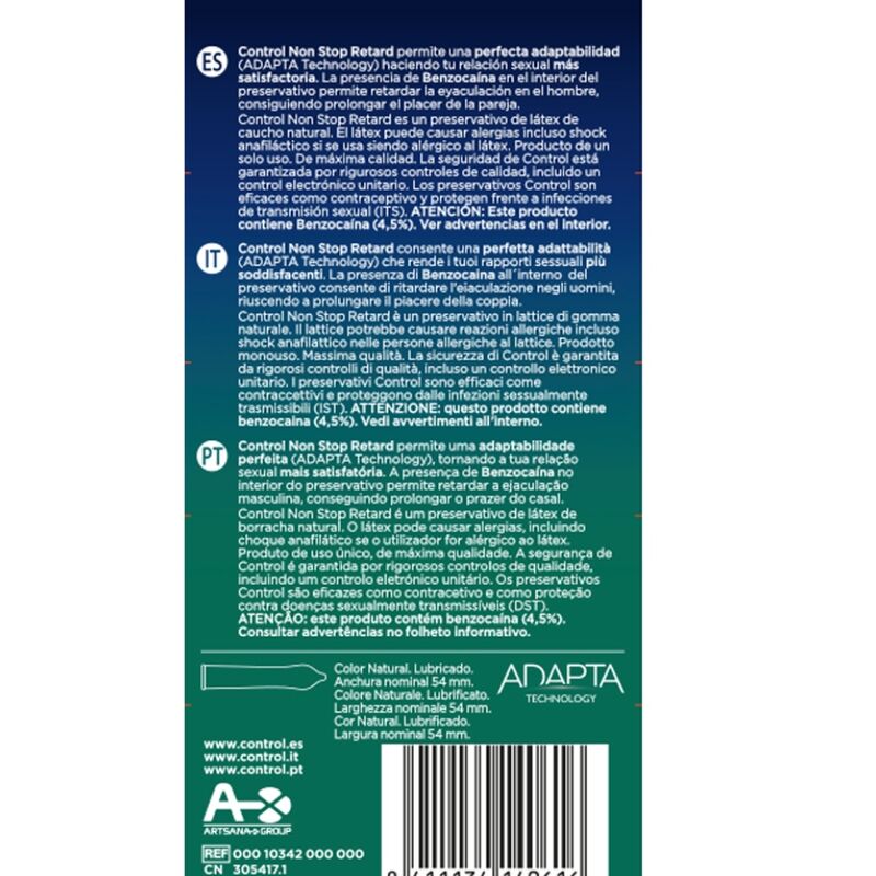 Préservatif retardant à la benzocaïne — CONTROL CONDOMS