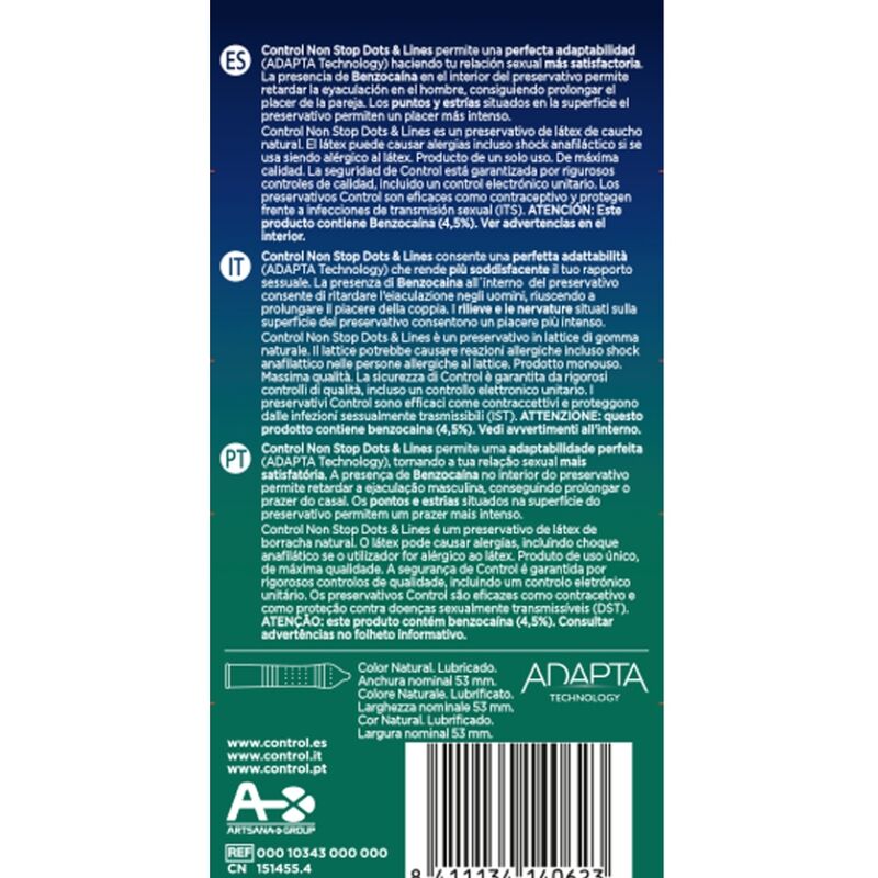 Préservatif texturé points et stries à effet retardateur — CONTROL CONDOMS