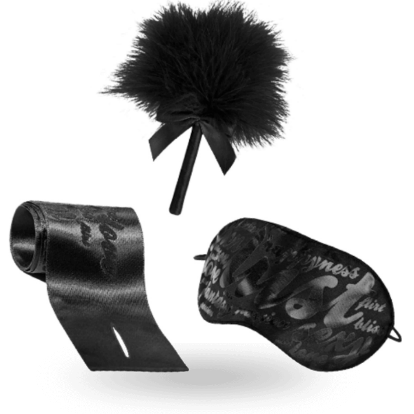 Kit plaisir sensoriel avec plume, menottes et masque — BIJOUX INDISCRETS