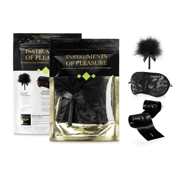 Kit plaisir sensoriel avec plume, menottes et masque — BIJOUX INDISCRETS