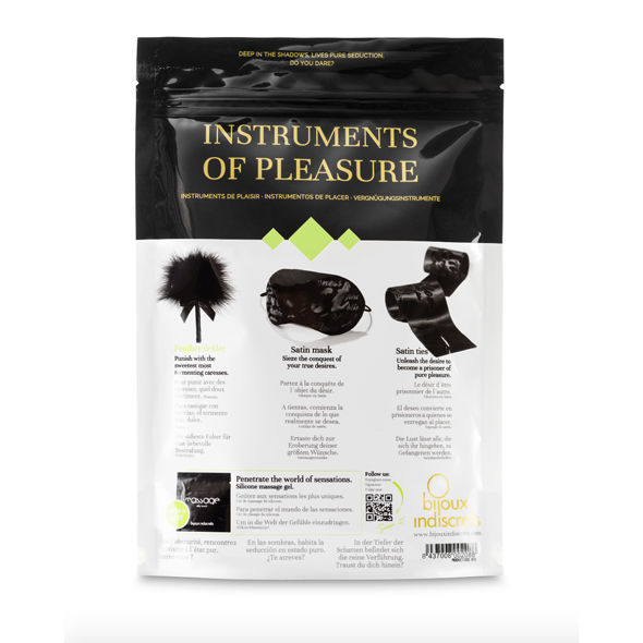 Kit plaisir sensoriel avec plume, menottes et masque — BIJOUX INDISCRETS
