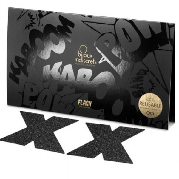 Cache-tétons scintillants croix noire — BIJOUX FLASH COLLECTION