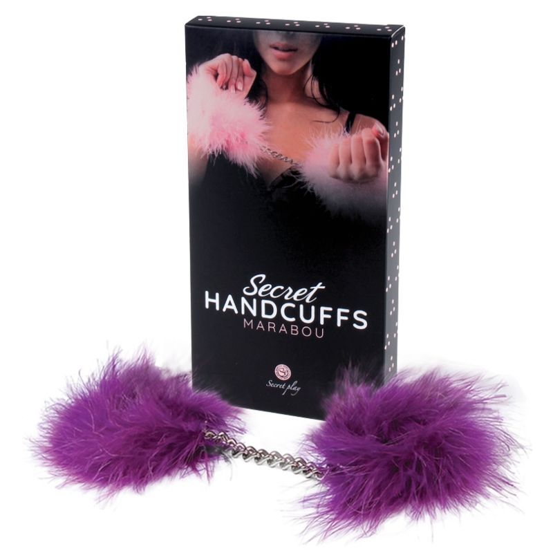 Menottes de contention en marabout violet — SECRETPLAY 100% FETISH