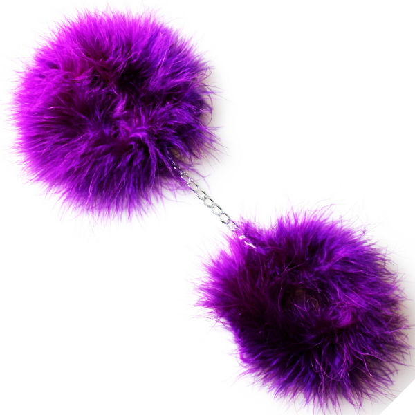 Menottes de contention en marabout violet — SECRETPLAY 100% FETISH