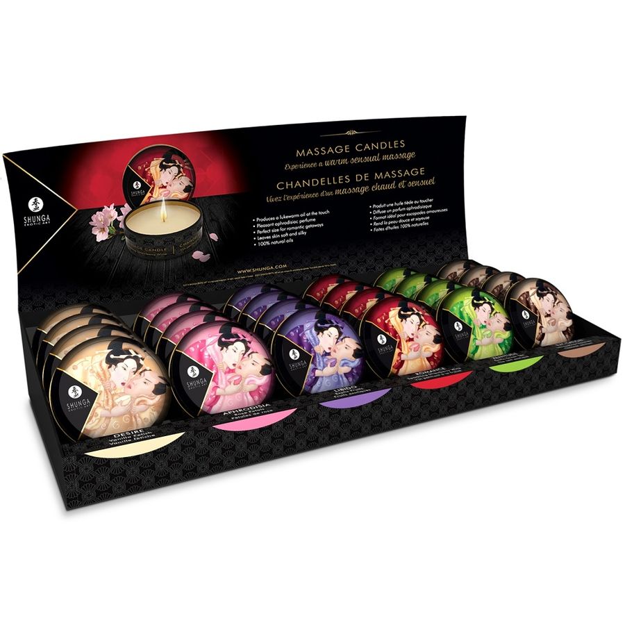 Présentoir de bougies de massage mini caresse 24 pièces — SHUNGA CANDLES