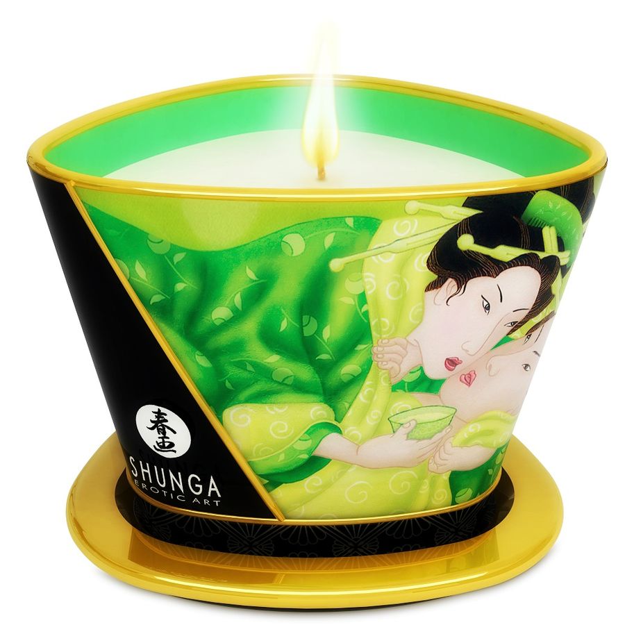 Mini caresse à la bougie de massage au thé vert 170 ml — SHUNGA CANDLES