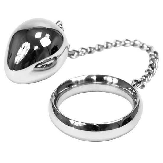 Anneau pénien métallique avec chaîne et bille — METAL HARD