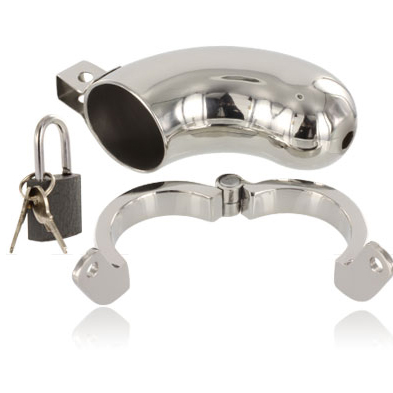 Cage de chasteté métallique avec anneau testiculaire — METAL HARD