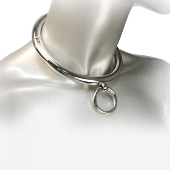 Collier BDSM chromé avec anneau 10 cm — METAL HARD
