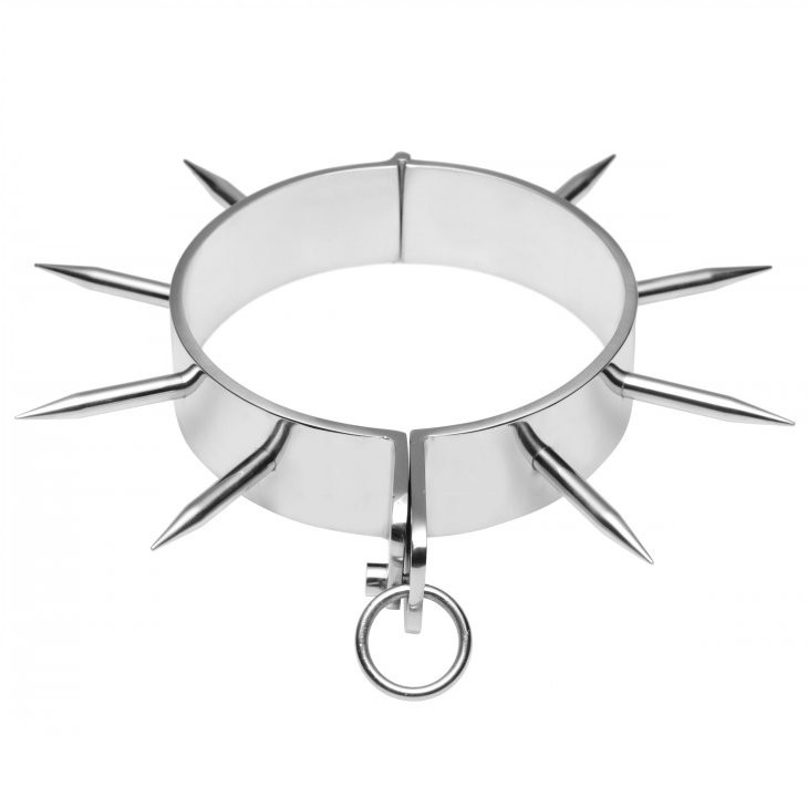 Collier de soumission métal chromé avec pointes — METAL HARD
