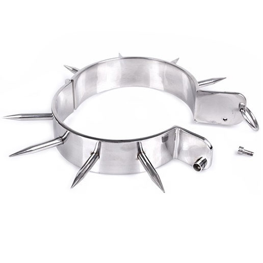Collier de soumission métal chromé avec pointes — METAL HARD