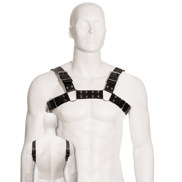 Harnais bull dog en cuir noir — LEATHER BODY