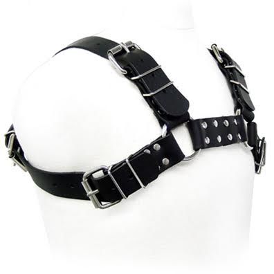 Harnais bull dog en cuir noir — LEATHER BODY