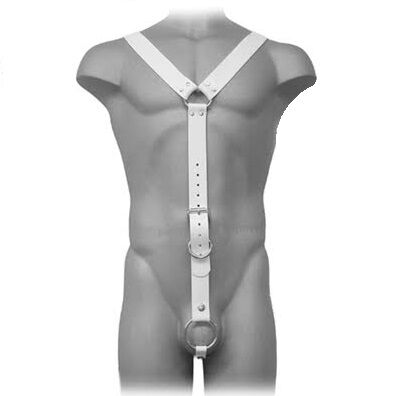 Harnais bondage en cuir blanc réglable — LEATHER BODY