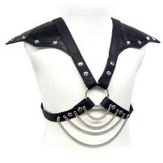Harnais de corps en cuir avec chaînes métal — LEATHER BODY