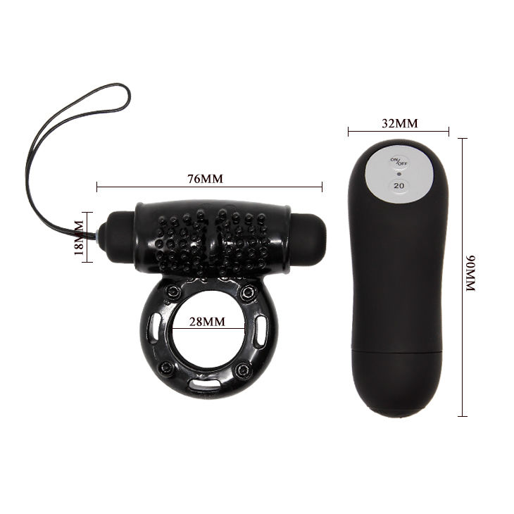 Anneau vibrant télécommandé noir — BAILE FOR HIM