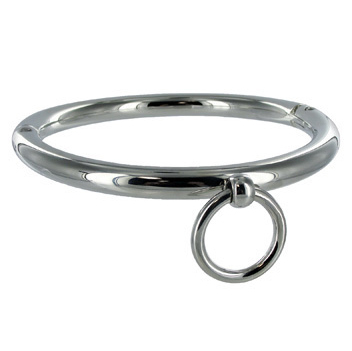 Collier de soumission chromé ajustable avec anneau — METAL HARD