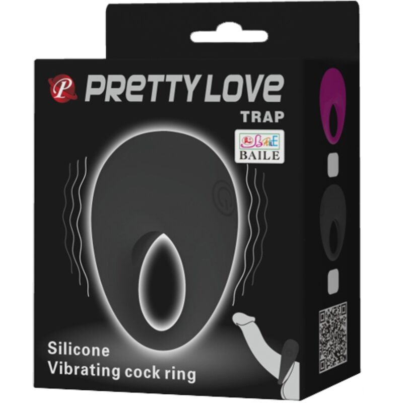 Anneau vibrant trapèze en silicone noir — Pretty Love Male