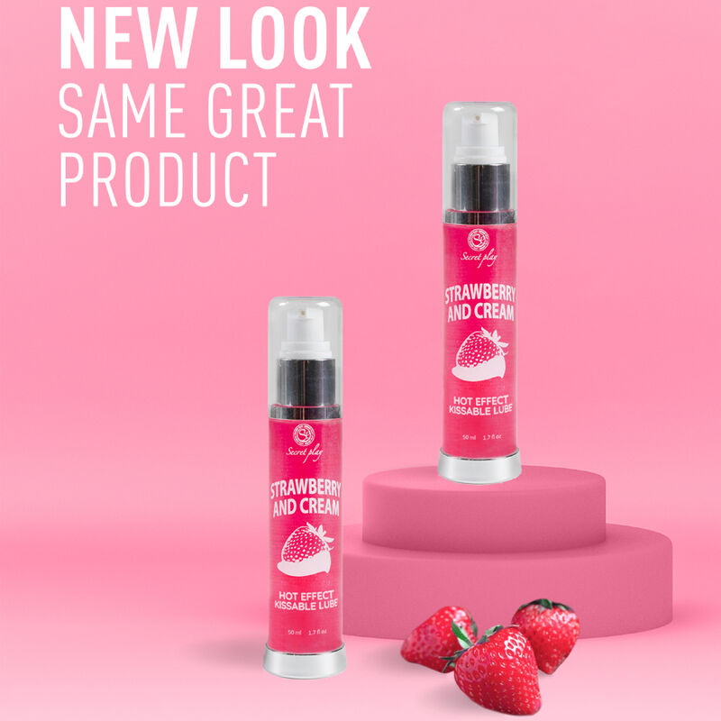 Lubrifiant et huile de massage 2-en-1 effet chaleur fraise & crème — SECRETPLAY COSMETIC