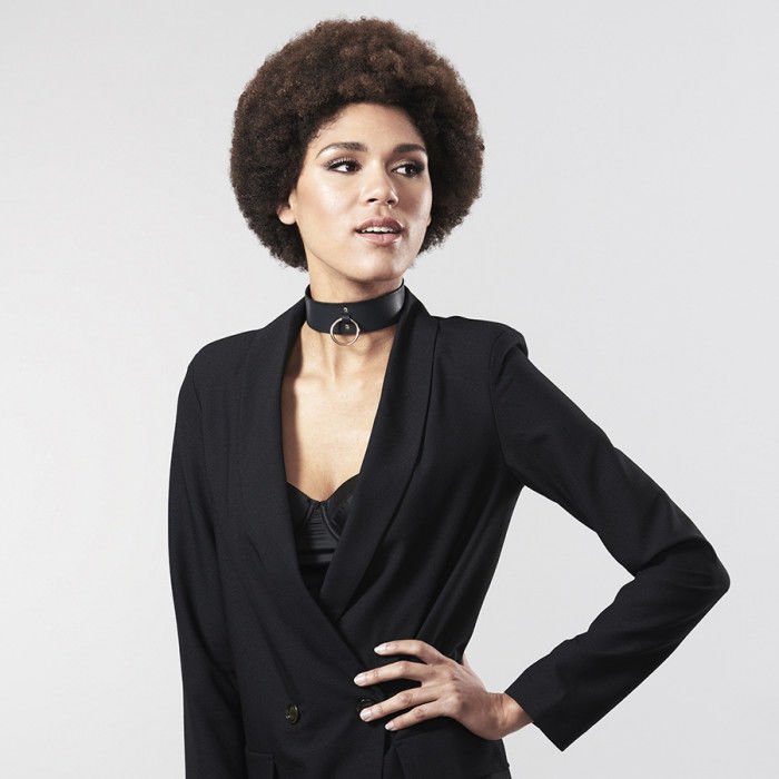 Collier bondage noir avec laisse — BIJOUX MAZE