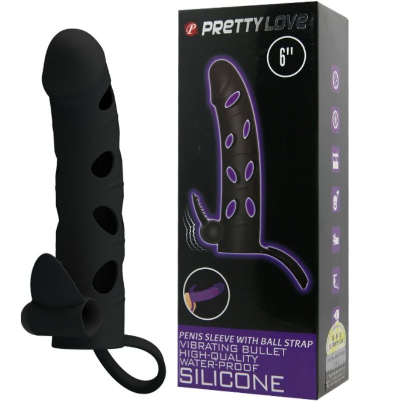 Housse en silicone vibrant avec anneau testicules — PRETTY LOVE MALE
