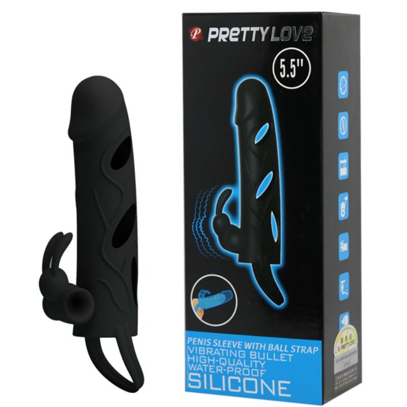Housse en silicone vibrante avec anneau testicules — PRETTY LOVE MALE