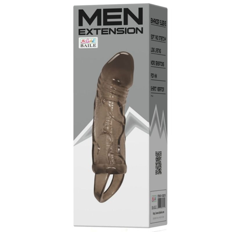 Extension pénienne avec sangle testicules noir 13,5 cm — BAILE FOR HIM