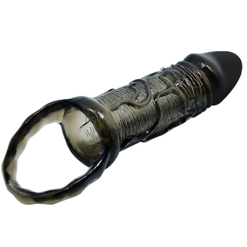 Extension pénienne avec sangle testicules noir 13,5 cm — BAILE FOR HIM