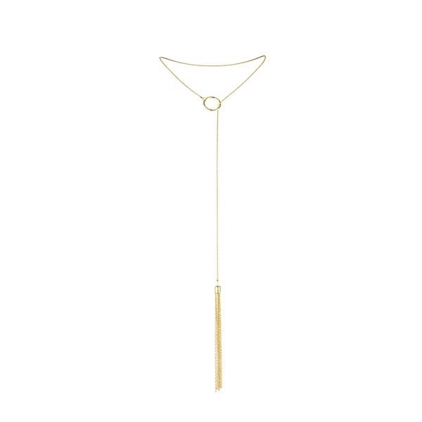 Collier métallique à franges dorées en forme de mini fouet — BIJOUX MAGNIFIQUE