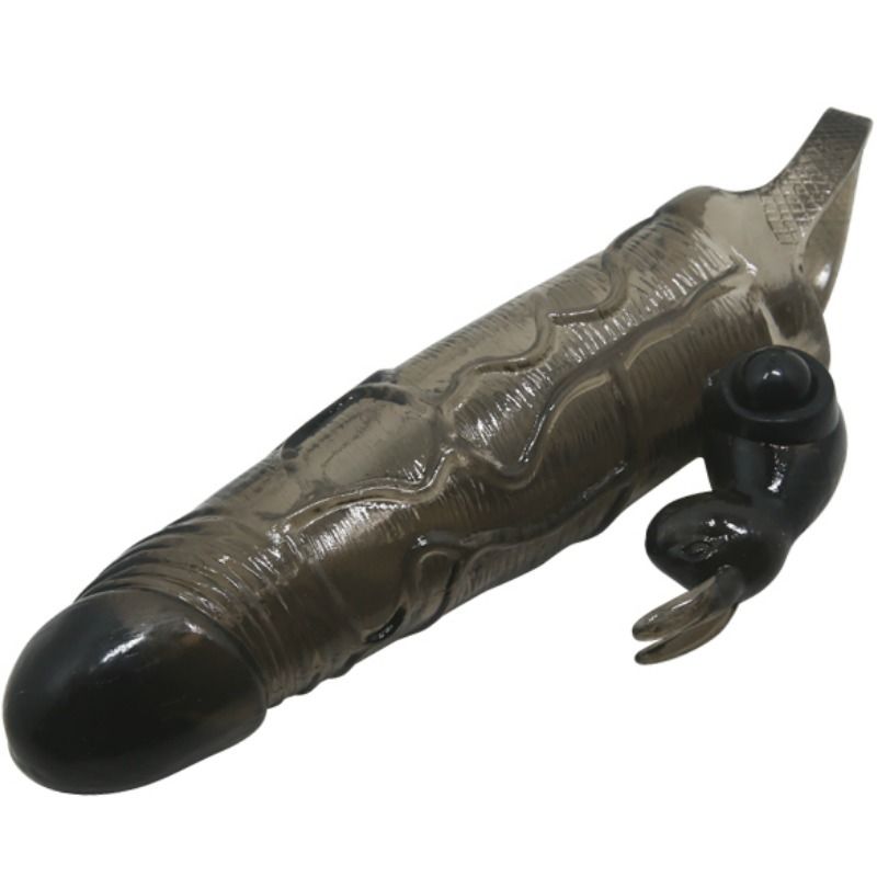 Couvre-pénis réaliste avec lapin vibrant noir — BAILE FOR HIM